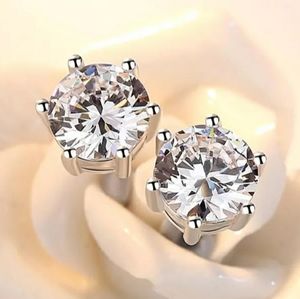NEW 925 STERLING SILVER PLATED SOLITAIRE STUDS